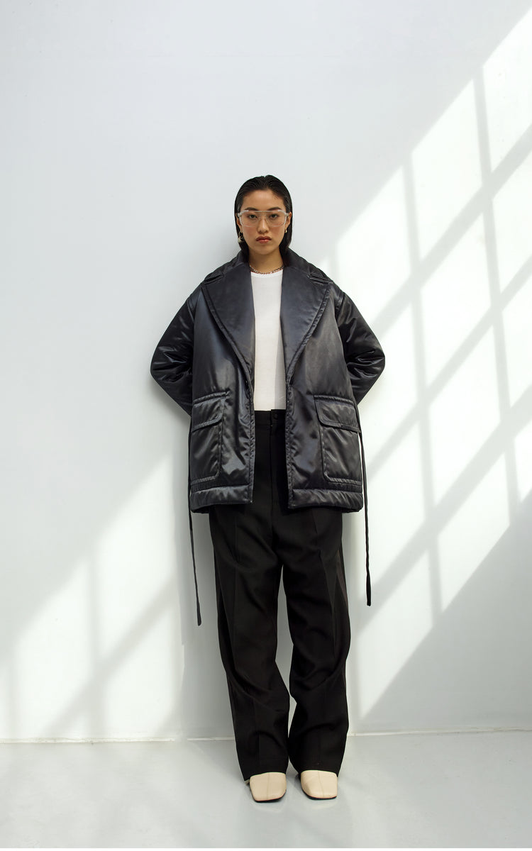 Satin top puffer coat