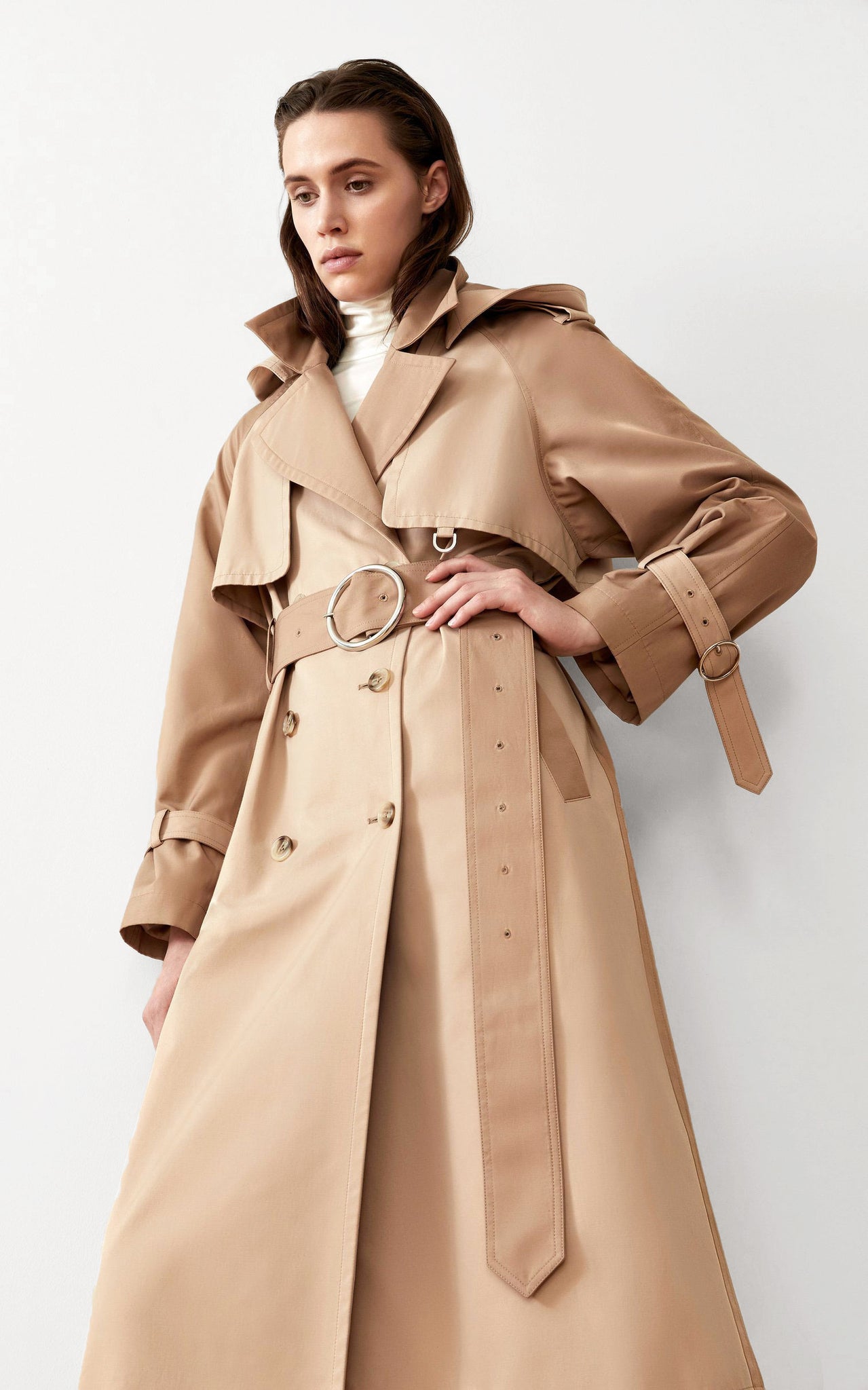 SUSTAINABLE WATER-RESISTANT TRENCH COAT