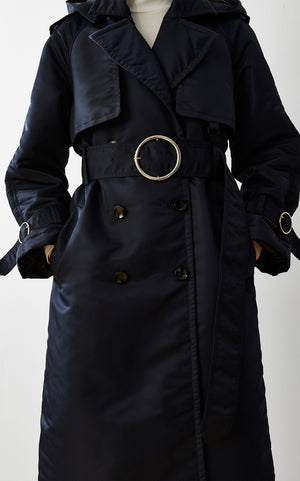 SUSTAINABLE DOWN FILLED SATIN TRENCH
